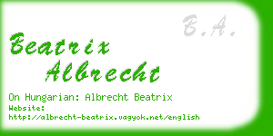 beatrix albrecht business card